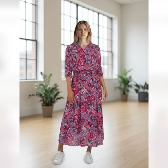 NWT Nanette Lepore Floral High-Low Long Sleeve Dress - Picture 1 of 11